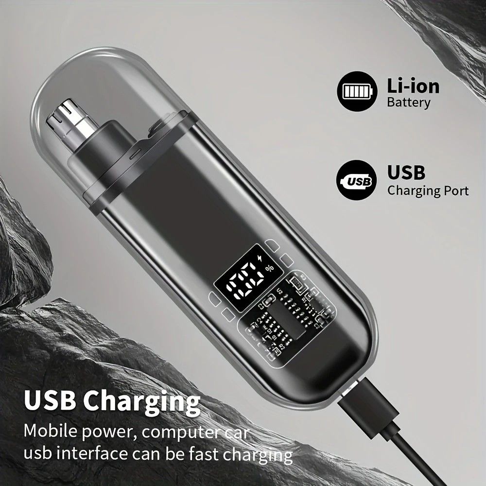 Electric nose hair trimmer, fashionable mini portable, wireless USB charging, suitable for both men and women, super easy-to-use nose hair trimmer.black - Image 7