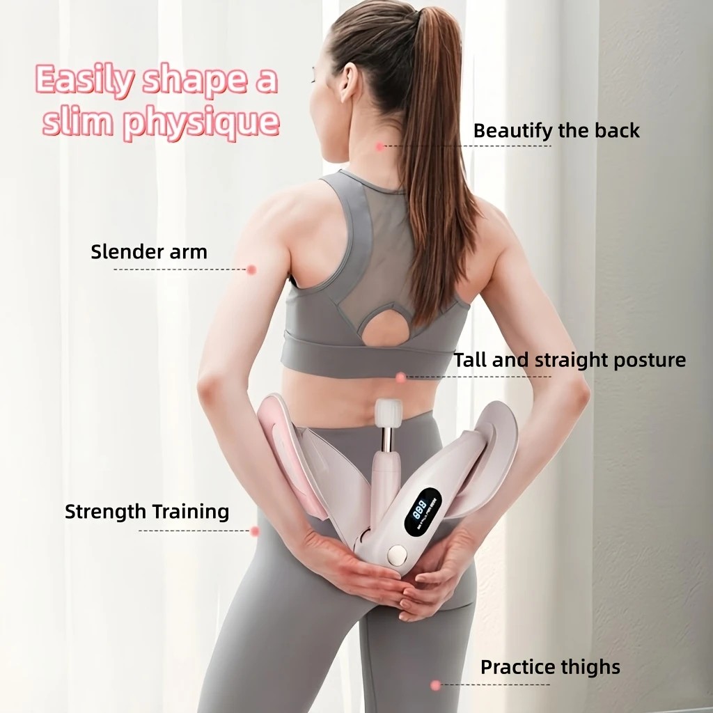 Smart Counting Buttocks and Leg Trainer. Adjustable resistance for precise activation of glute and inner thigh muscles. Features anti-slip design—your essential home fitness tool for body shaping, effortlessly tracking workout repetitions.（PINK) - Image 2