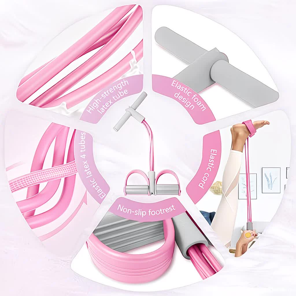 Home-use six-tube resistance band with non-slip pedals and quiet rebound. Targets multiple muscle groups for full-body fat burning, shaping, and stretching. Portable and suitable for all.Green - Image 5
