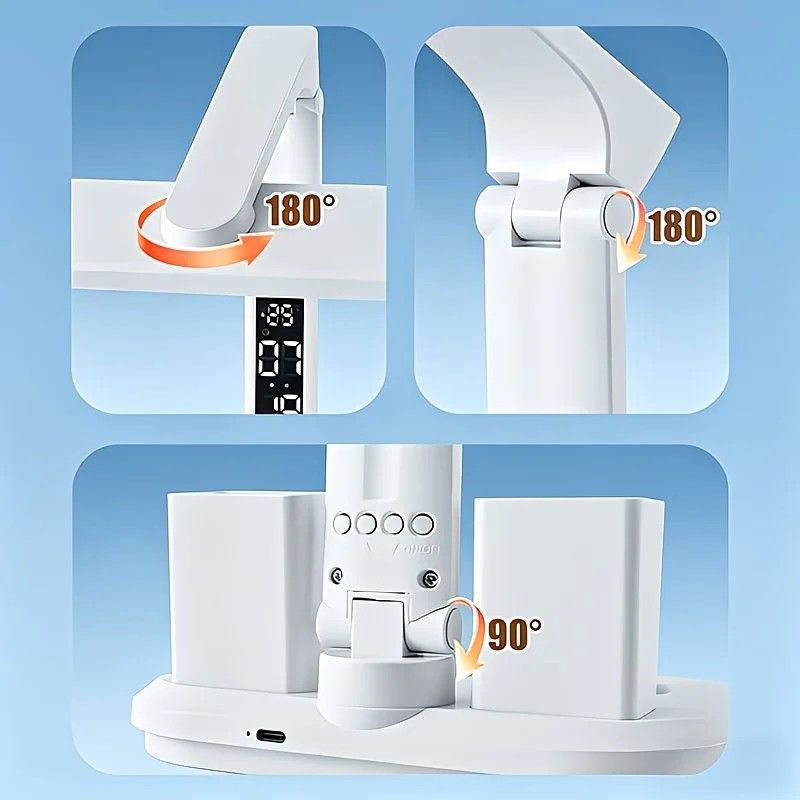 Multifunctional Smart Eye Protection Desk Lamp, integrating lighting, digital display, and storage in one, with multi-angle adjustment, eye-friendly and practical./11 rechargeable 2000mah - Image 7