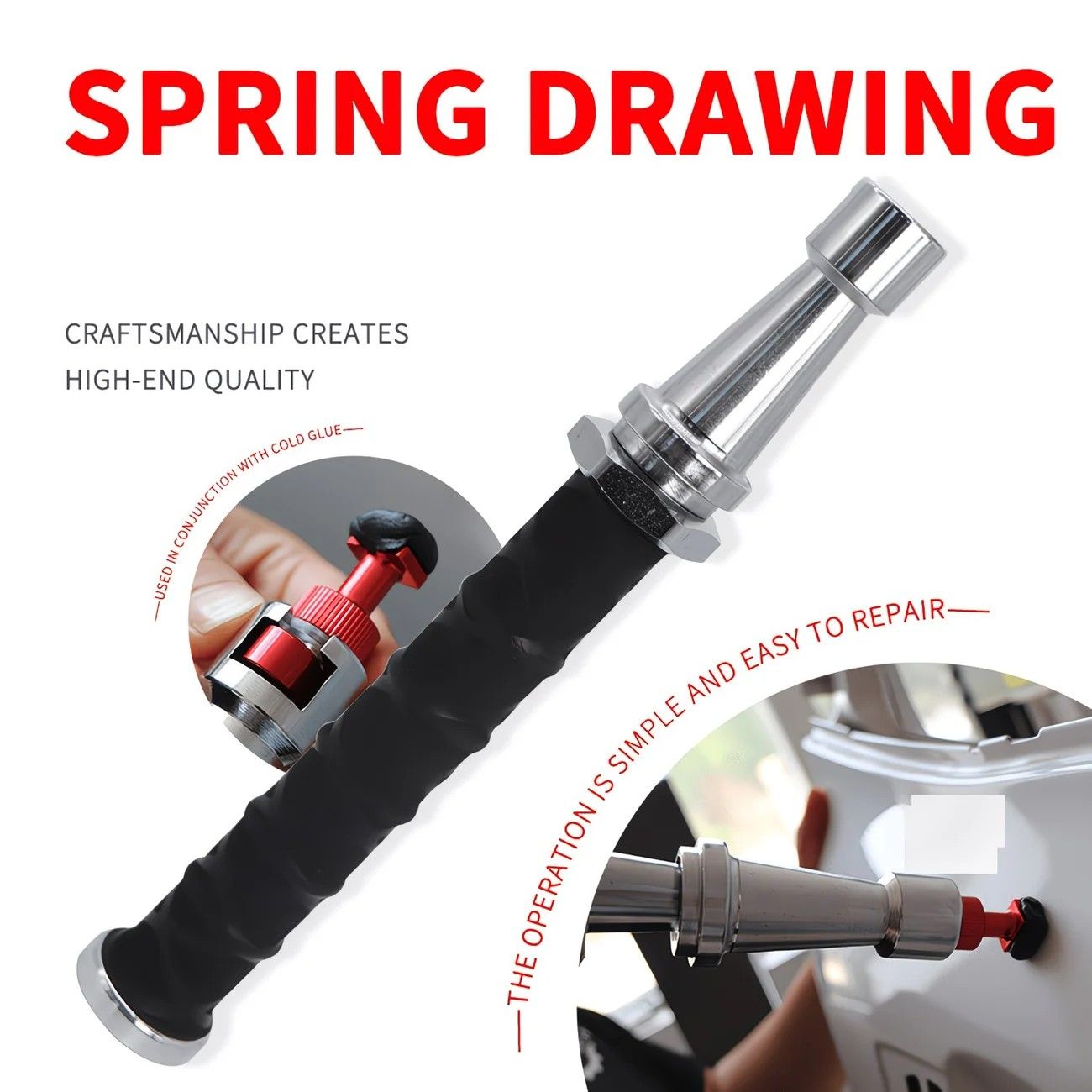 Paintless Dent Repair Puller, built-in powerful spring for automatic rebound, telescopic rod adapts to multiple scenarios, three-step operation for easy dent repair, labor-saving, efficient, and paint-friendly.（Spring tension hammer） - Image 3