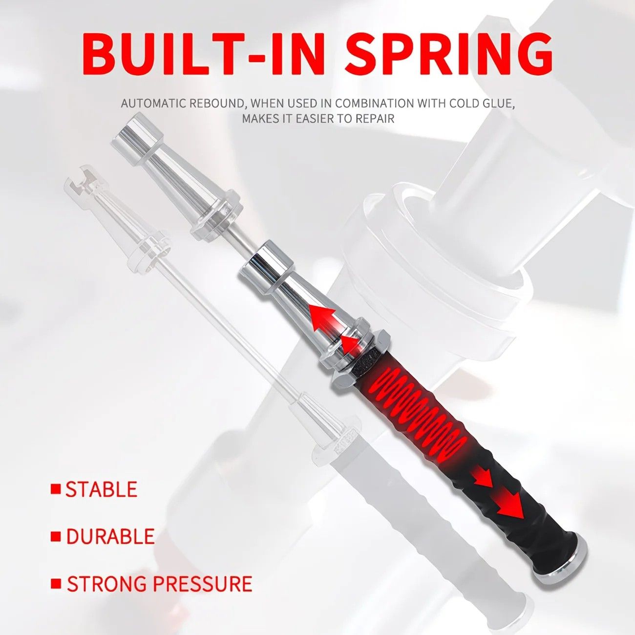 Paintless Dent Repair Puller, built-in powerful spring for automatic rebound, telescopic rod adapts to multiple scenarios, three-step operation for easy dent repair, labor-saving, efficient, and paint-friendly.（Spring tension hammer） - Image 6