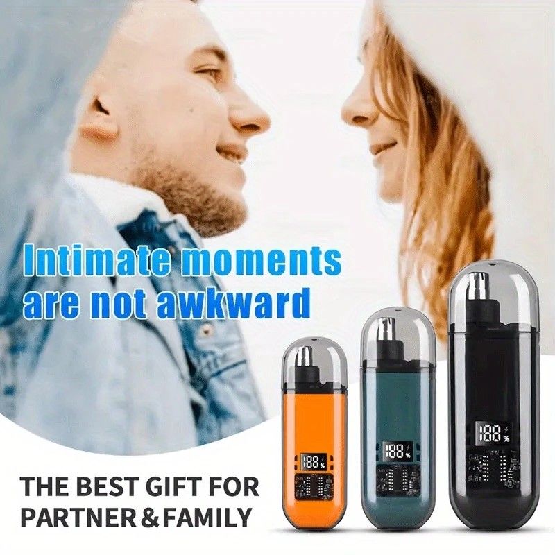 Electric nose hair trimmer, fashionable mini portable, wireless USB charging, suitable for both men and women, super easy-to-use nose hair trimmer.WHITE - Image 3
