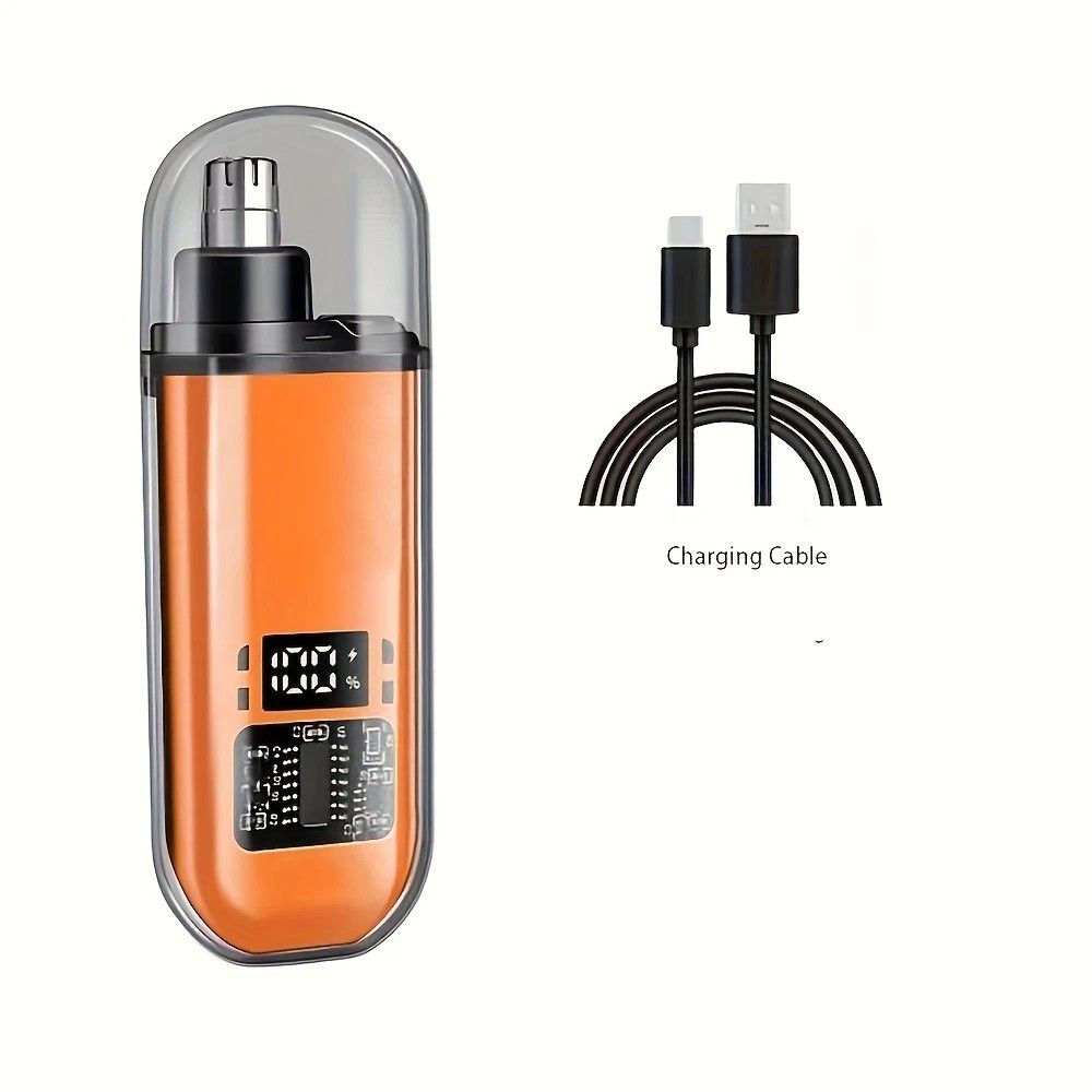 Electric nose hair trimmer, fashionable mini portable, wireless USB charging, suitable for both men and women, super easy-to-use nose hair trimmer.ORANGE - Image 1