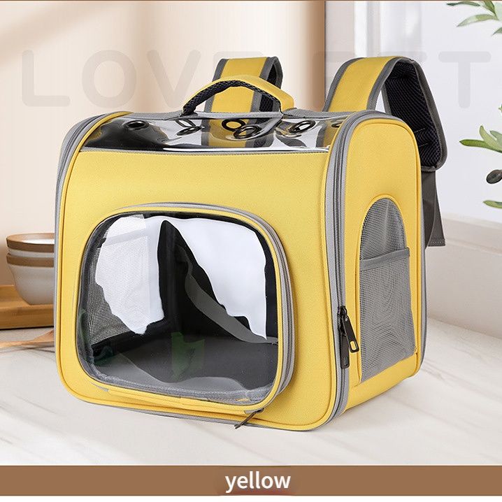 Pet Backpack Portable Transparent Foldable Comfort Design Hands-Free Travel for Cats Small Dogs(YELLOW) - Image 1