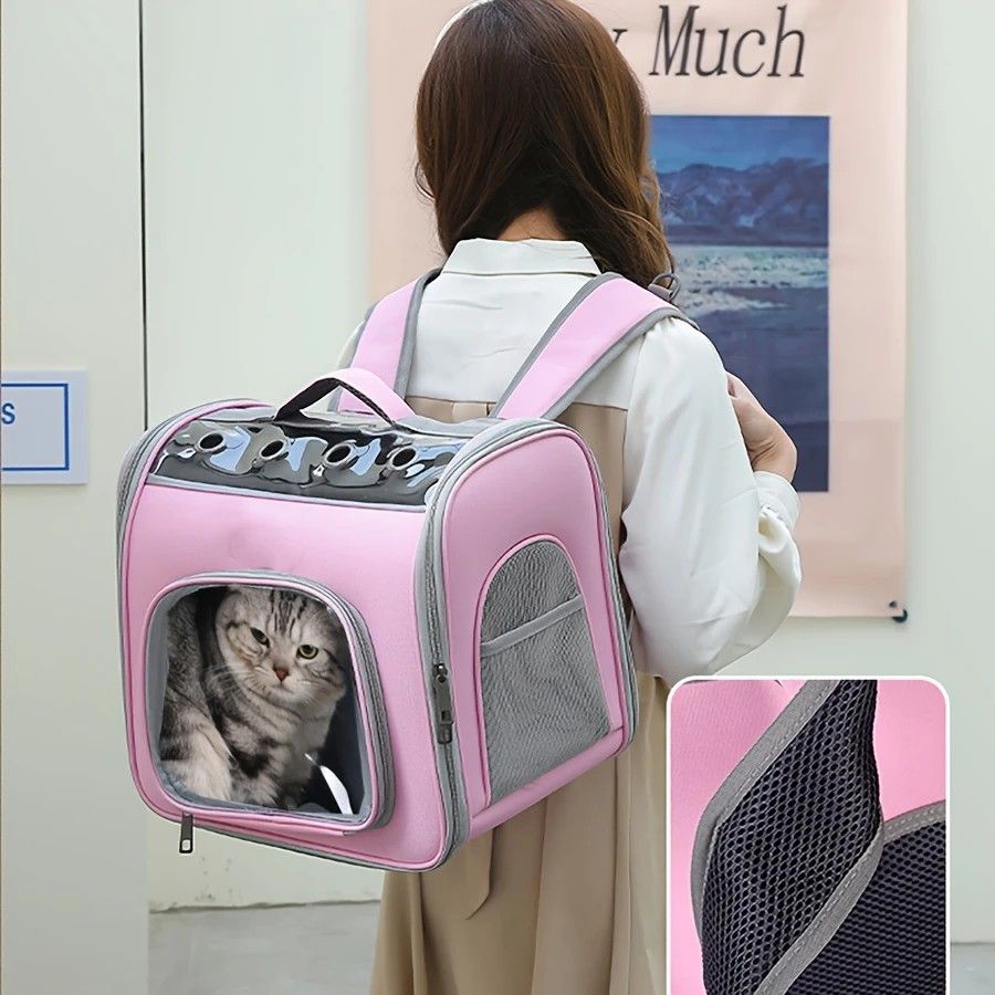 Pet Backpack Portable Transparent Foldable Comfort Design Hands-Free Travel for Cats Small Dogs(YELLOW) - Image 2