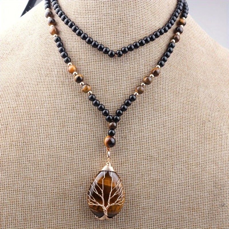Natural Tiger’s Eye Hand-Coiled Tree of Life Pendant Necklace—Golden Light Guarding, Spiritual Companion - Image 5