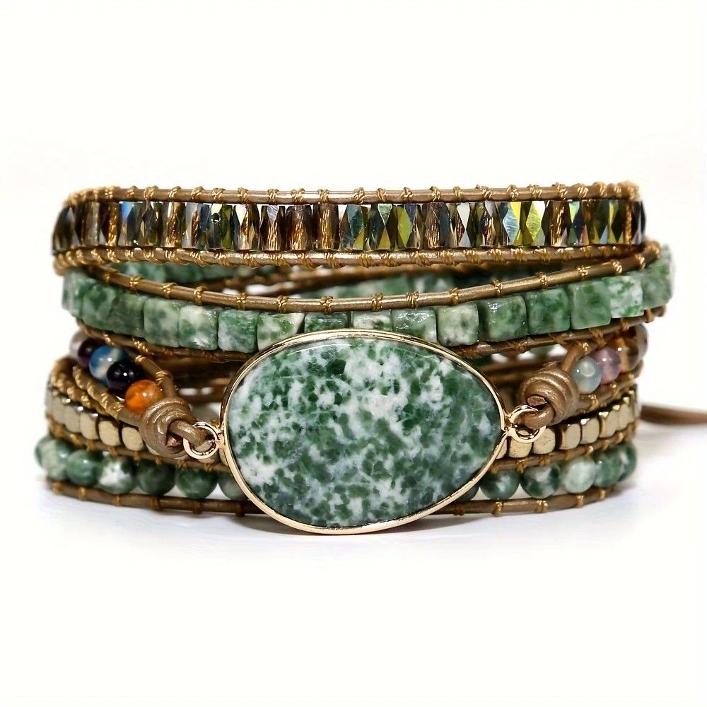 Vintage Handwoven Natural Stone Beaded Bracelet – Bohemian Charm, Each Amethyst Unique - Image 4