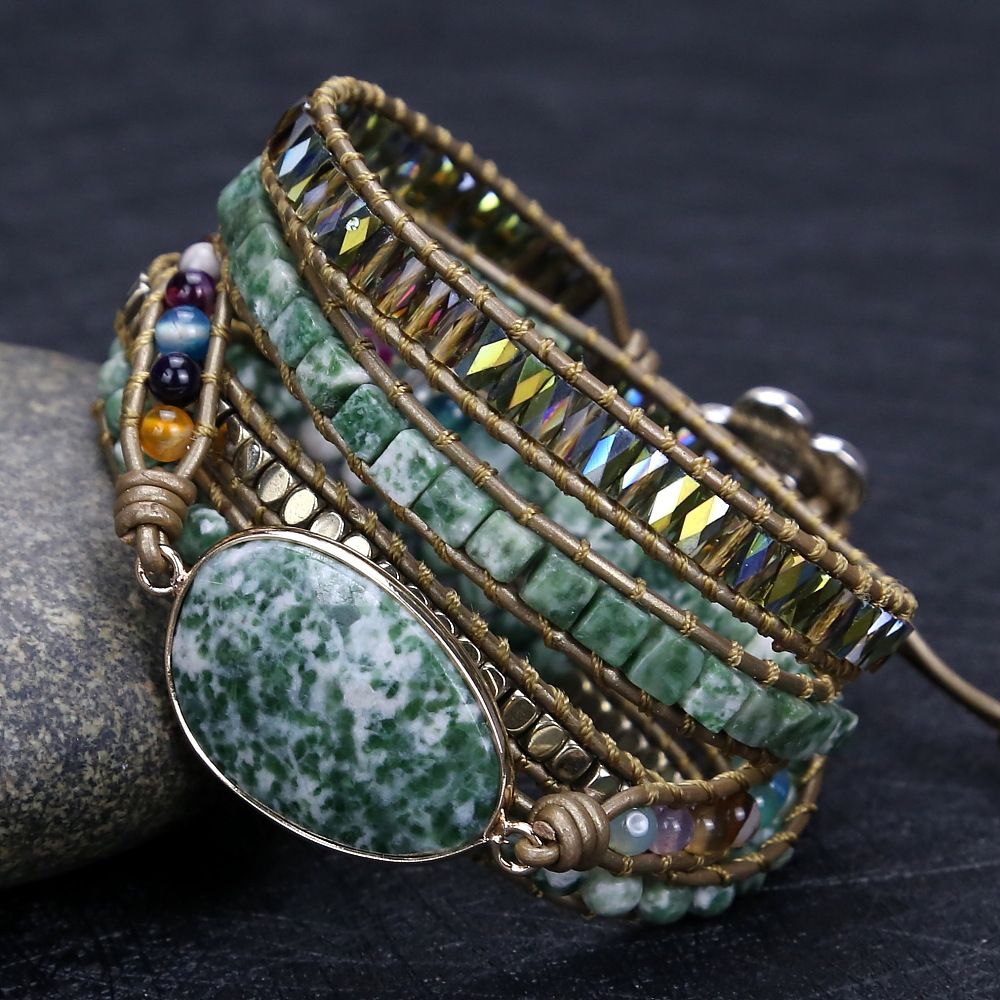 Vintage Handwoven Natural Stone Beaded Bracelet – Bohemian Charm, Each Amethyst Unique - Image 5