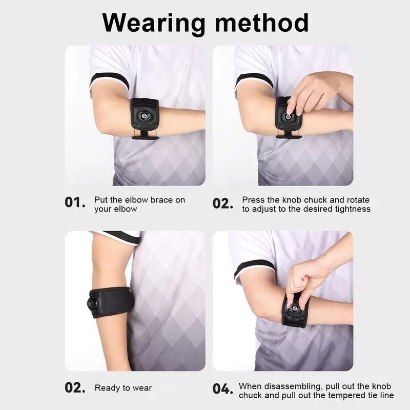 BOA Knob Elbow Brace | Adjustable Elastic Compression Support, Built-in Cushioning & Shock Absorption, Suitable for Baseball/Badminton/Tennis/Volleyball, Black Unisex - Image 4
