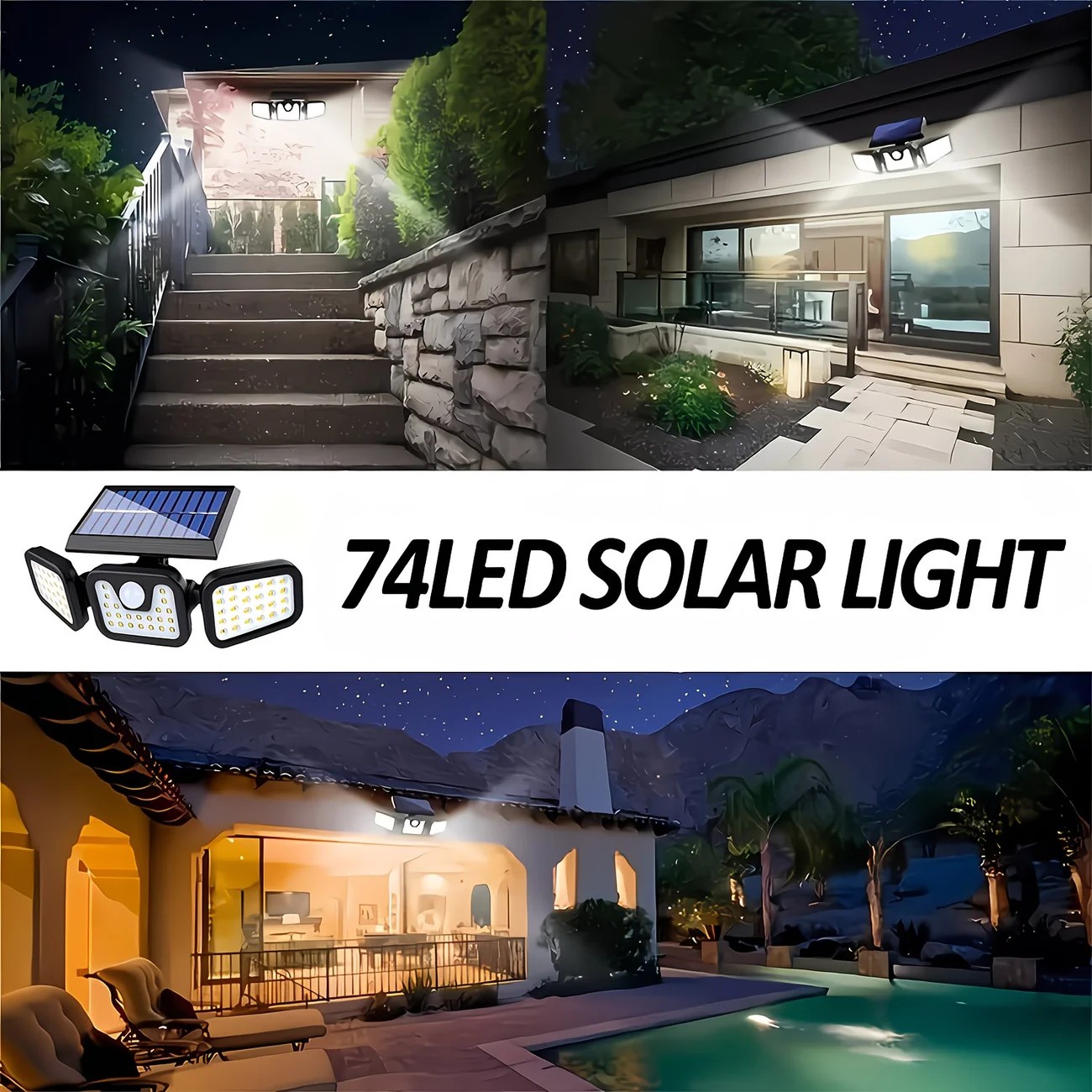 74 LED Solar Motion Sensor Light with Movement Detection, 3 Brightness Modes Outdoor Wall Lamp, Suitable for Front Door, Yard, Garage, Terrace. - Image 4