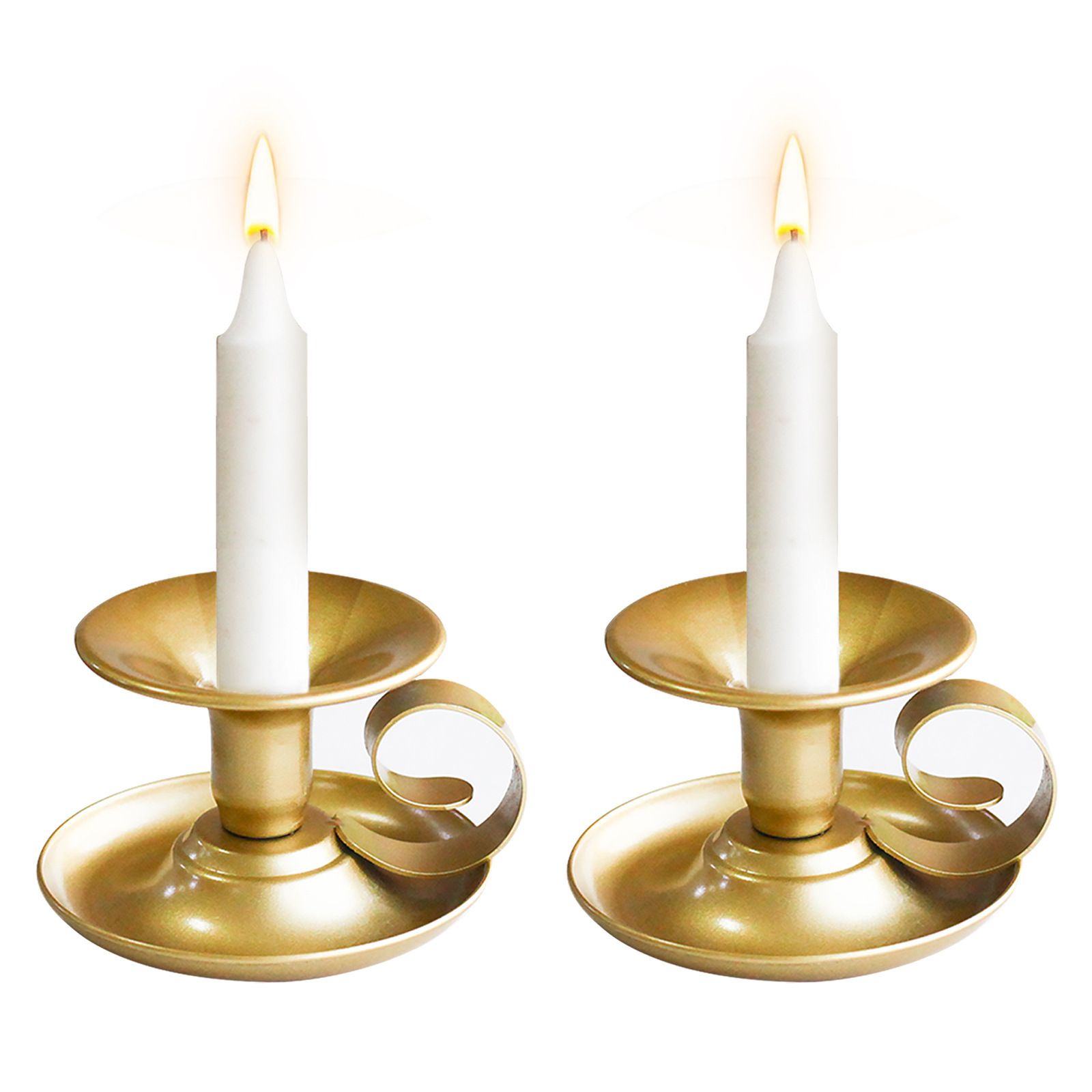 2PCS Handmade Iron Art Vintage Candle Holders, Matte Texture Lights Up Romantic Moments (Gold) - Image 1