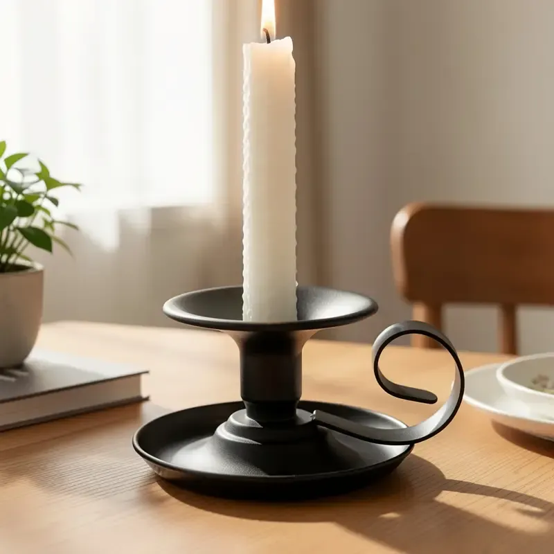 2PCS Handmade Iron Art Vintage Candle Holders, Matte Texture Lights Up Romantic Moments (Gold) - Image 6