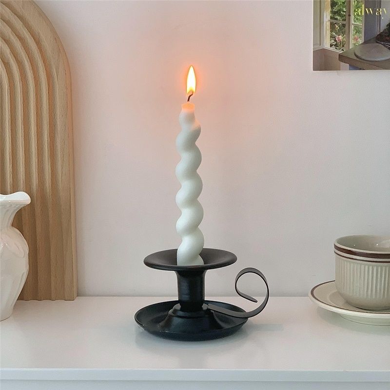2PCS Handmade Iron Art Vintage Candle Holders, Matte Texture Lights Up Romantic Moments (BLACK) - Image 7