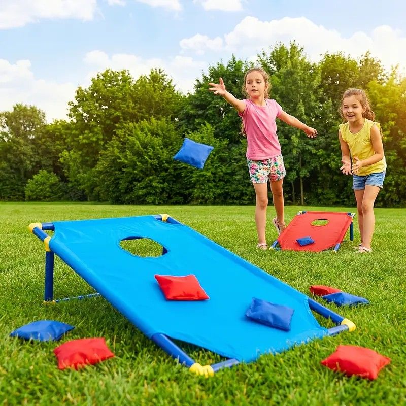 kids outdoor toys throwing game bean bag toss set foldable portable hand eye coordination educational toy family party camping interactive equipment BLUE - Image 4