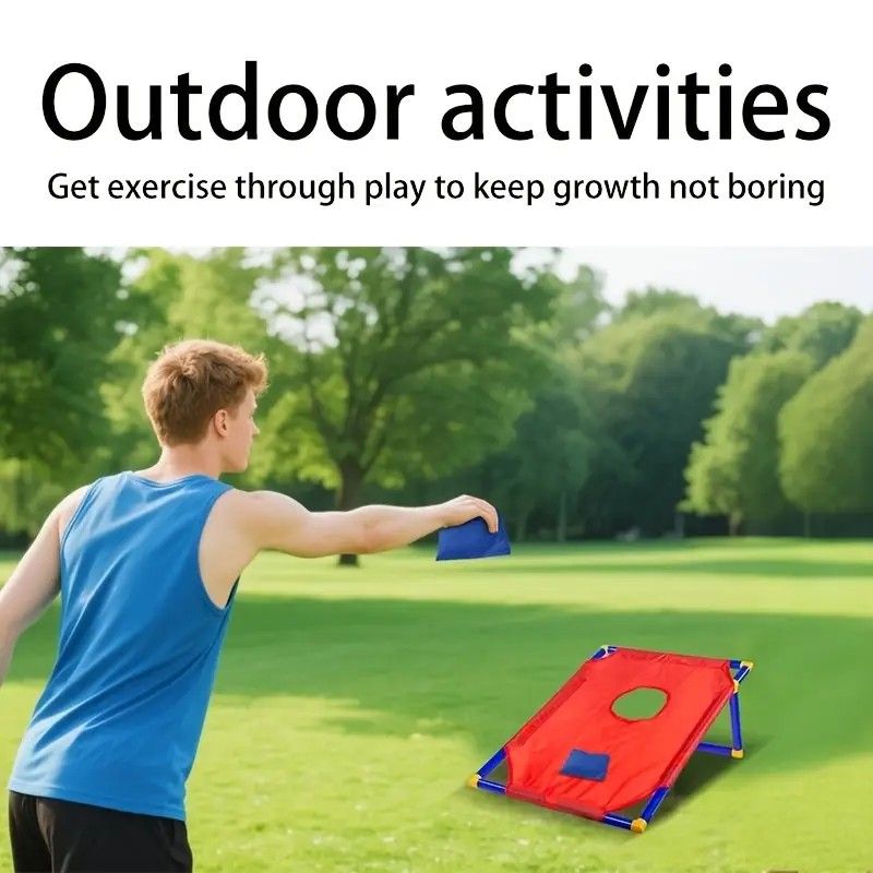 kids outdoor toys throwing game bean bag toss set foldable portable hand eye coordination educational toy family party camping interactive equipment BLUE - Image 5