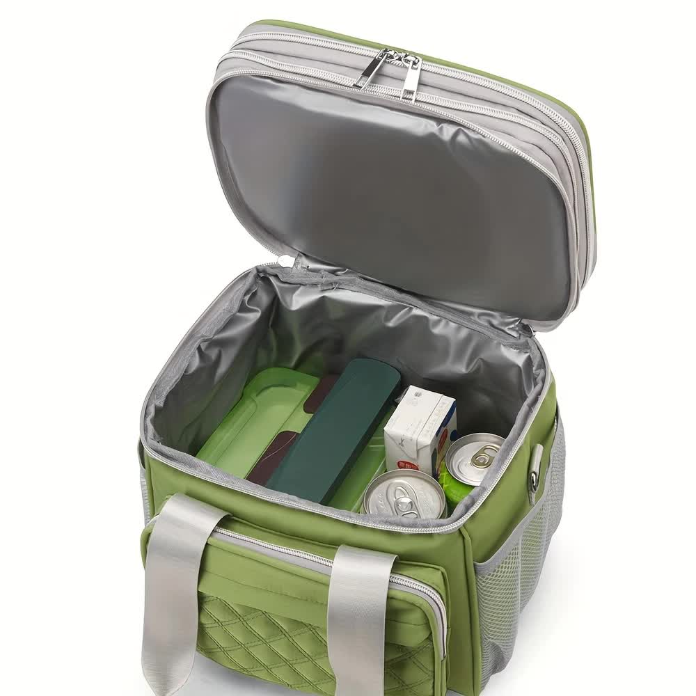 Large Capacity Travel Bag / Lunch Bag. Expandable 5cm, Multi-Compartment Storage, Hand/Shoulder Carry, Multi-Color Portable for Trips.black - Image 4