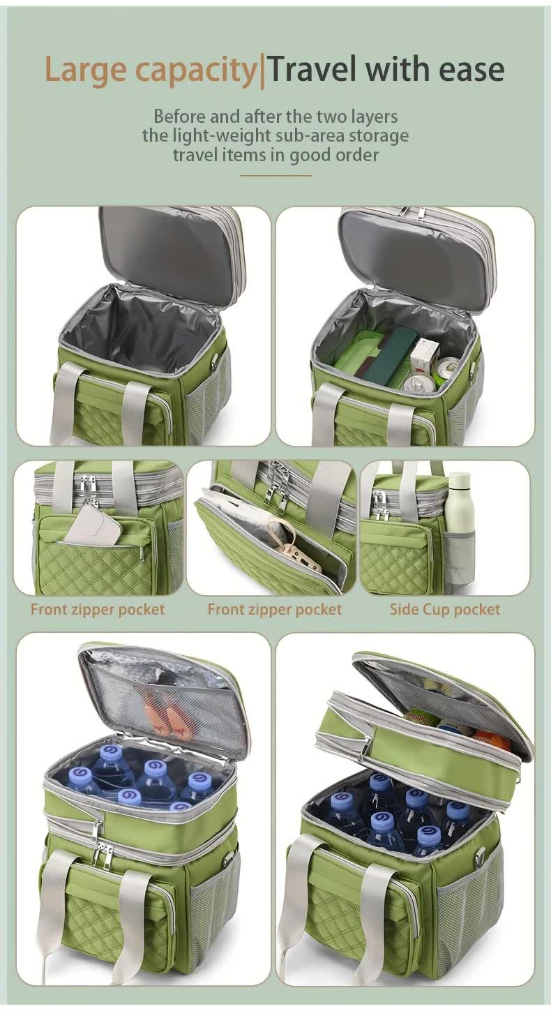 purple Large Capacity Travel Bag / Lunch Bag. Expandable 5cm, Multi-Compartment Storage, Hand/Shoulder Carry, Multi-Color Portable for Trips - Image 5