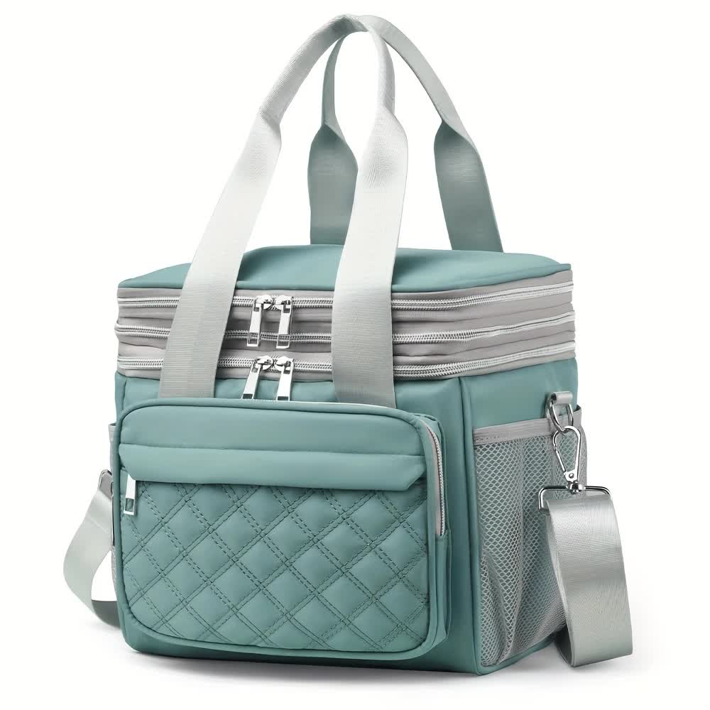 BLUE Large Capacity Travel Bag / Lunch Bag. Expandable 5cm, Multi-Compartment Storage, Hand/Shoulder Carry, Multi-Color Portable for Trips - Image 1