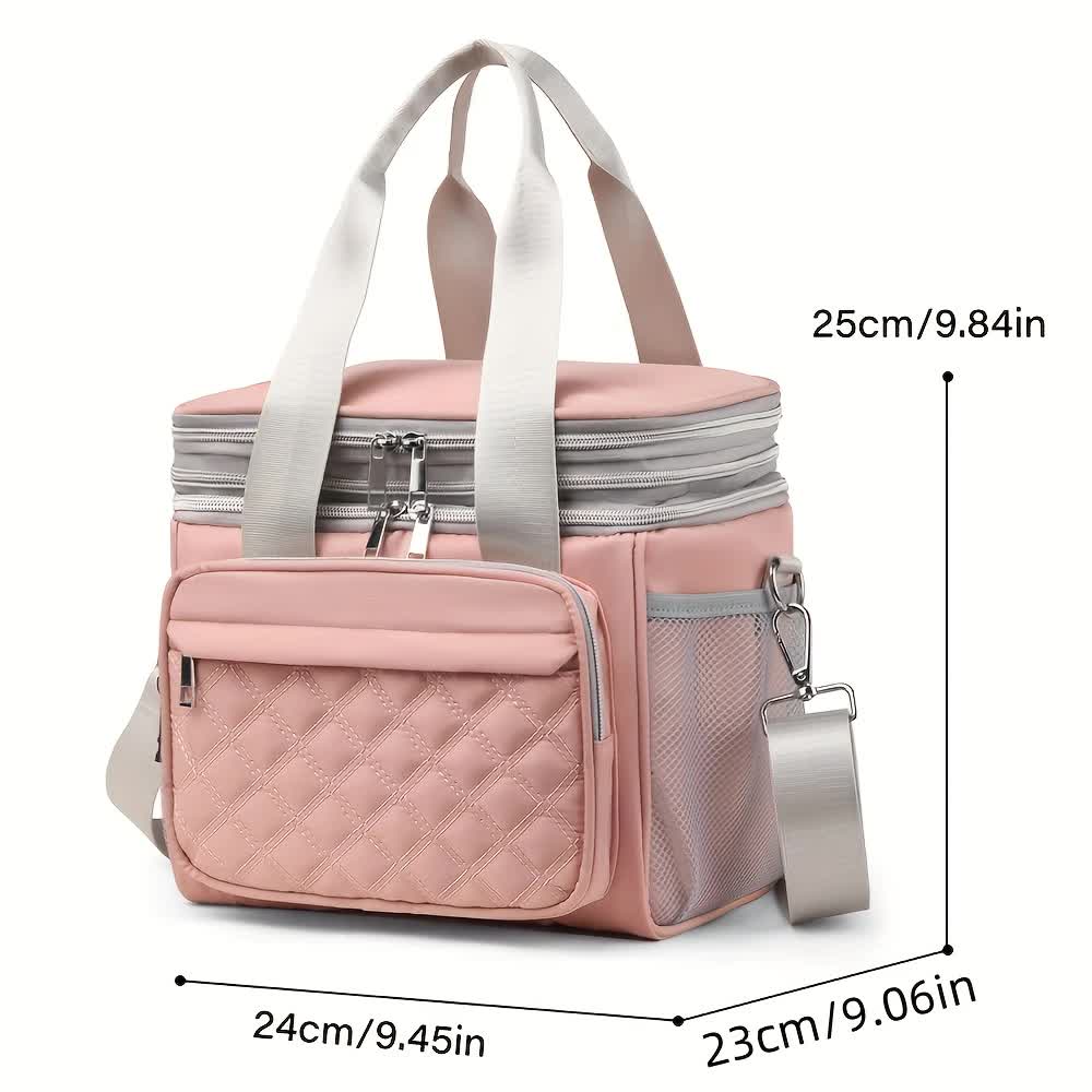 BLUE Large Capacity Travel Bag / Lunch Bag. Expandable 5cm, Multi-Compartment Storage, Hand/Shoulder Carry, Multi-Color Portable for Trips - Image 2