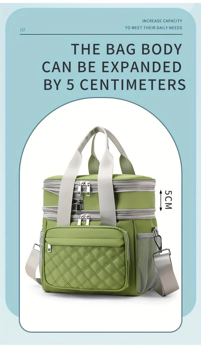BLUE Large Capacity Travel Bag / Lunch Bag. Expandable 5cm, Multi-Compartment Storage, Hand/Shoulder Carry, Multi-Color Portable for Trips - Image 3
