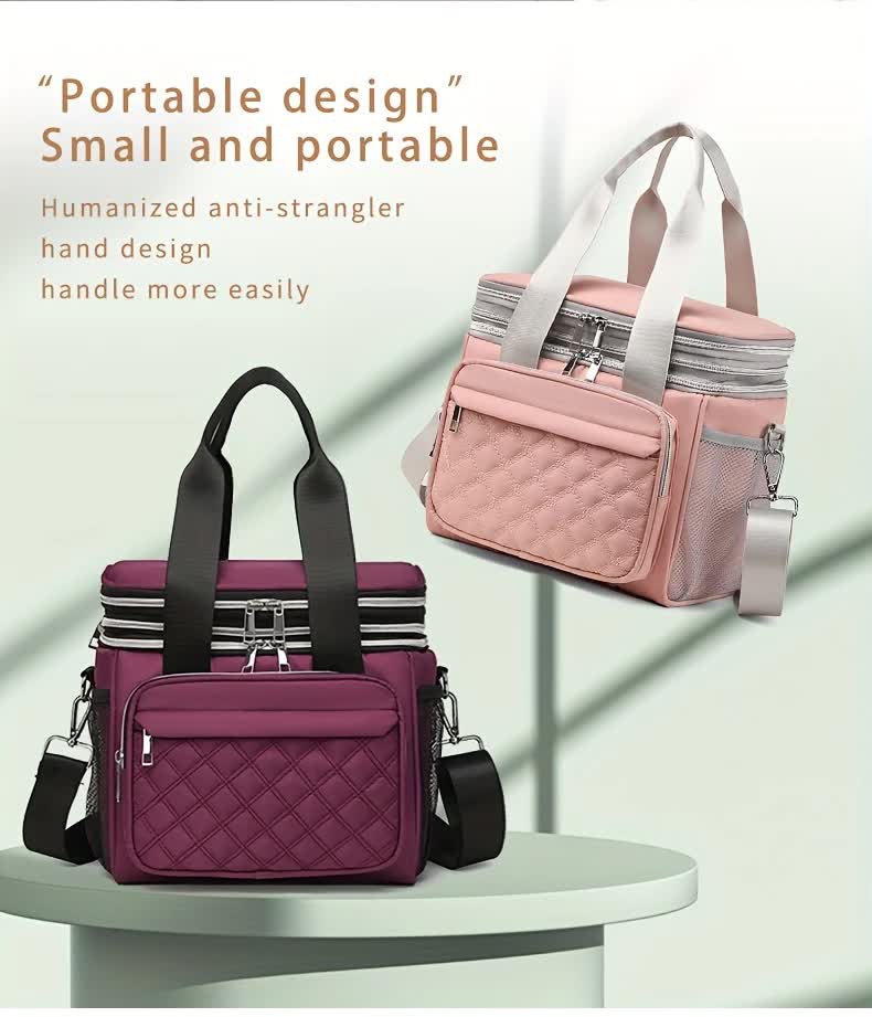 BLUE Large Capacity Travel Bag / Lunch Bag. Expandable 5cm, Multi-Compartment Storage, Hand/Shoulder Carry, Multi-Color Portable for Trips - Image 5