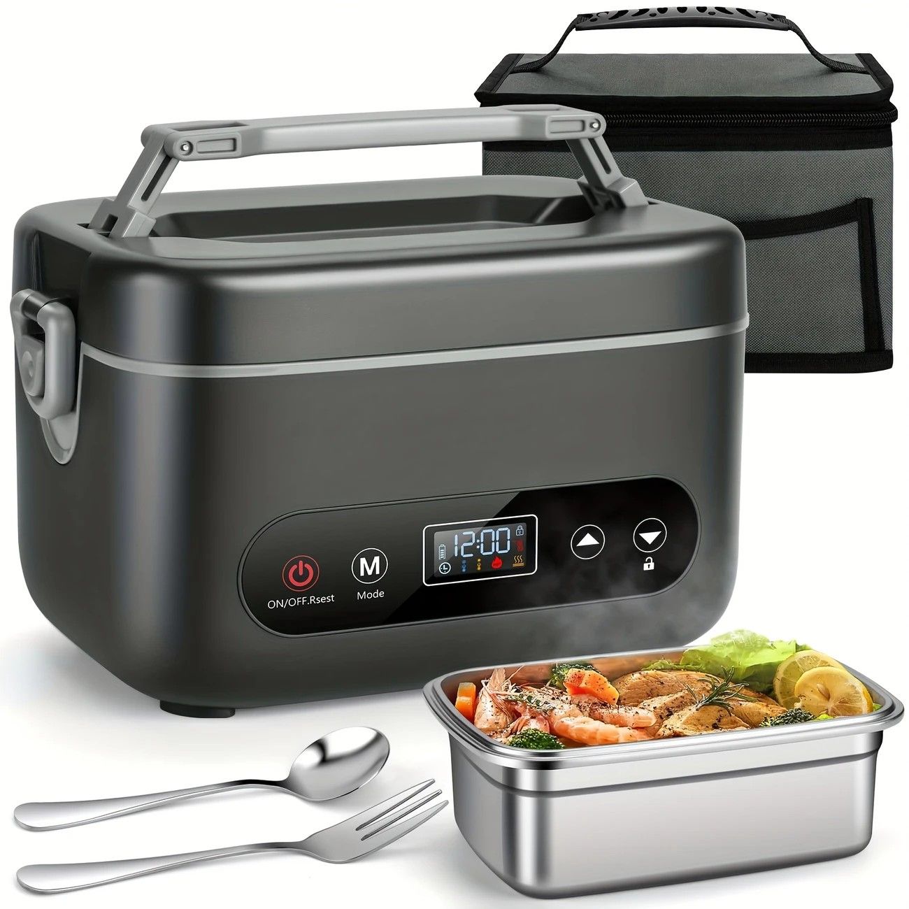 1.2L Electric Lunch Box 12000mAh Portable Food Warmer 5-Sided Heat Auto Temp AU - Image 1