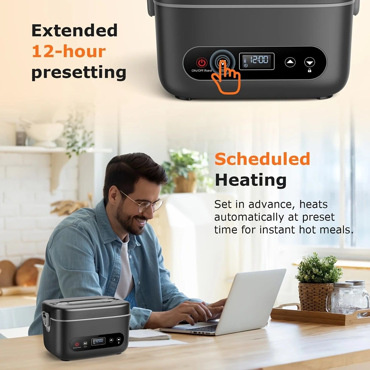 1.2L Electric Lunch Box 12000mAh Portable Food Warmer 5-Sided Heat Auto Temp AU - Image 4