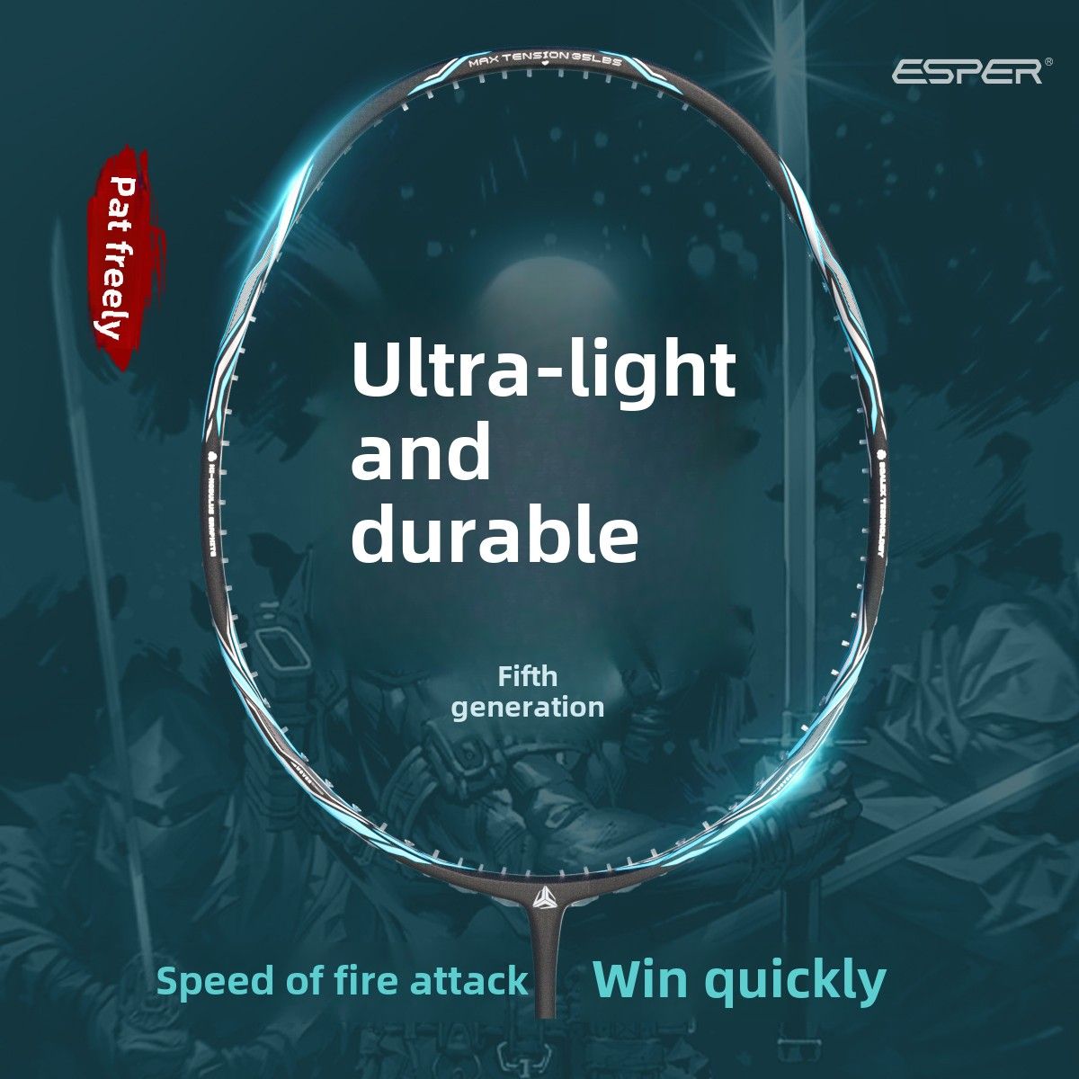 ESPER Explorer Fifth Generation Badminton Racket 58g 9U Full Carbon Fiber All-Around Fish Scale Shaft Double-Wall Inner Foaming Professional Match Training Racket(Phantom Ayabeni) - Image 2