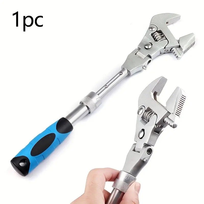10-inch Telescoping Ratcheting Adjustable Wrench, 180-Degree Swivel Multi-Function Pipe Tool, Hardware & Emergency Repair Tool - Image 1