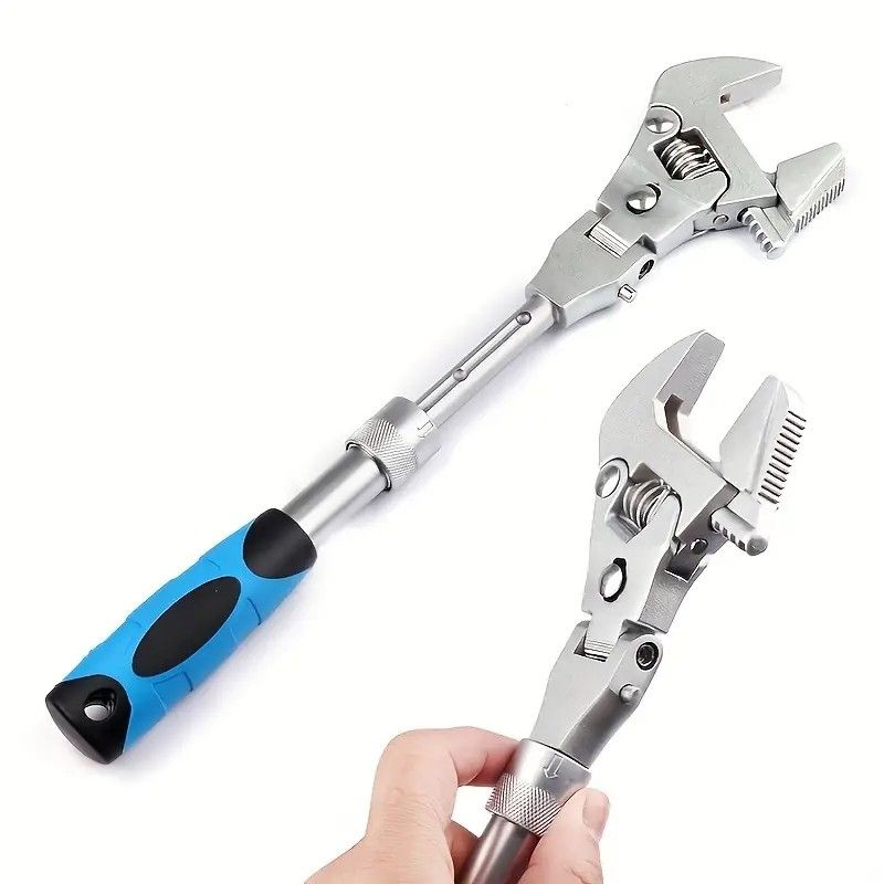 10-inch Telescoping Ratcheting Adjustable Wrench, 180-Degree Swivel Multi-Function Pipe Tool, Hardware & Emergency Repair Tool - Image 2
