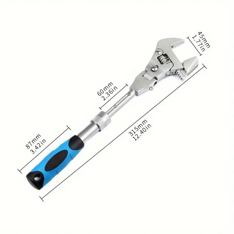 10-inch Telescoping Ratcheting Adjustable Wrench, 180-Degree Swivel Multi-Function Pipe Tool, Hardware & Emergency Repair Tool - Image 4