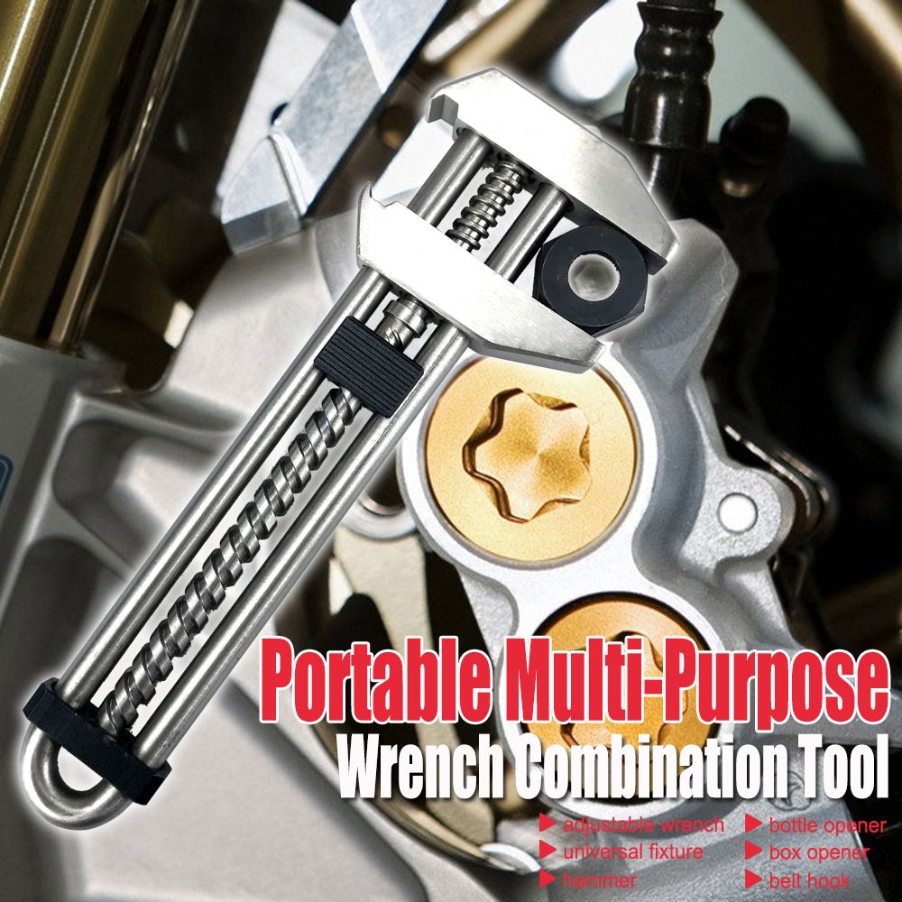 Multitool Adjustable Wrench – Portable Stainless Steel Multi-Function Wrench with Bottle Opener, Hammer & Box Cutter, Survival & EDC Tool - Image 1