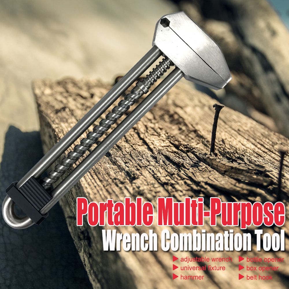 Multitool Adjustable Wrench – Portable Stainless Steel Multi-Function Wrench with Bottle Opener, Hammer & Box Cutter, Survival & EDC Tool - Image 4