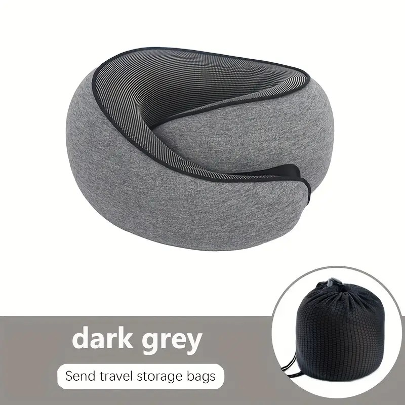 DARK GREY Snail Airplane Neck Pillow – Travel pillow with soft supportive design, ideal for sleep, cars, trains, the office, and home use. Includes a washable pillowcase and portable cervical support pad with storage bag. - Image 1