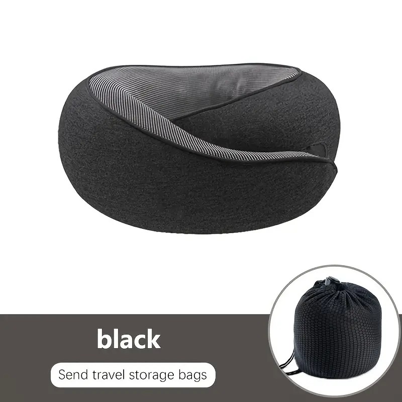 black Snail Airplane Neck Pillow – Travel pillow with soft supportive design, ideal for sleep, cars, trains, the office, and home use. Includes a washable pillowcase and portable cervical support pad with storage bag. - Image 1
