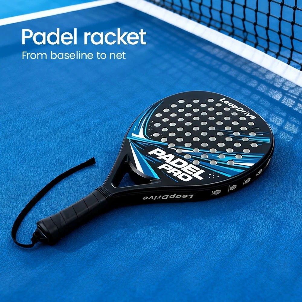Padel Racket Carbon Fiber Lightweight Control EVA Core | Comfort Grip for Beginner & Intermediate Players（Double beat of blue and black lines） - Image 3