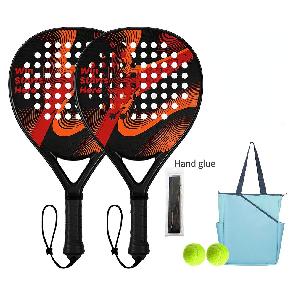 Padel Racket Carbon Fiber Lightweight Control EVA Core | Comfort Grip for Beginner & Intermediate Players（Orange-red wave double beat） - Image 1