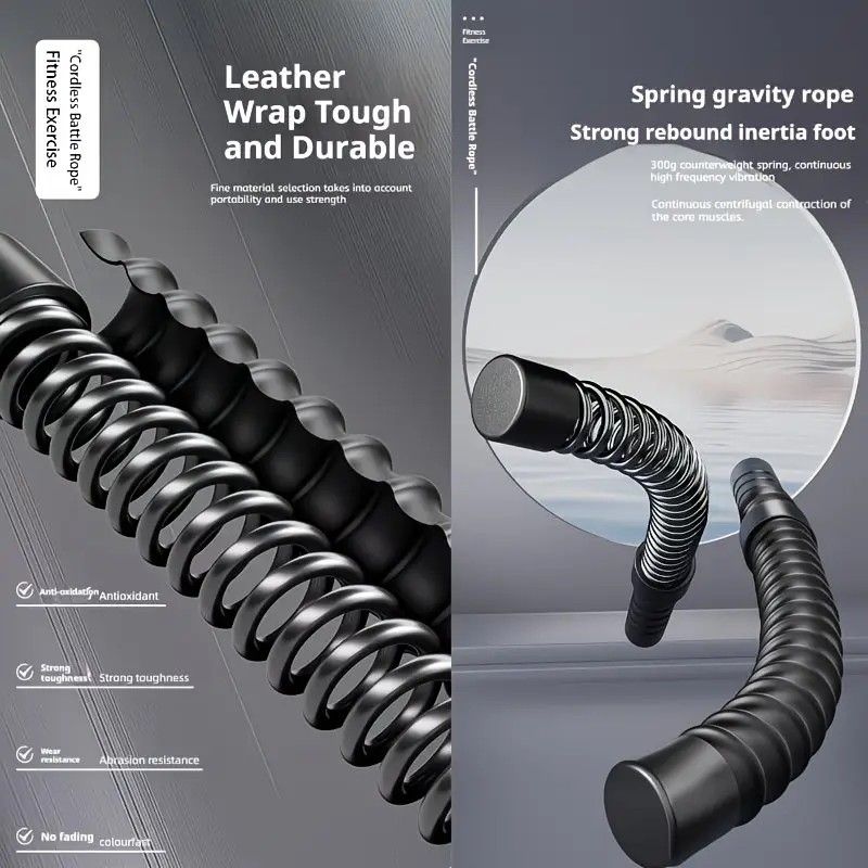 2PCS Wireless Battle Rope Fitness Stick, Strong Spring Resistance, Full Body Muscle Sculpting, Anti-Slip and Durable, Indoor and Outdoor Use, Essential for Body Shaping - Image 6