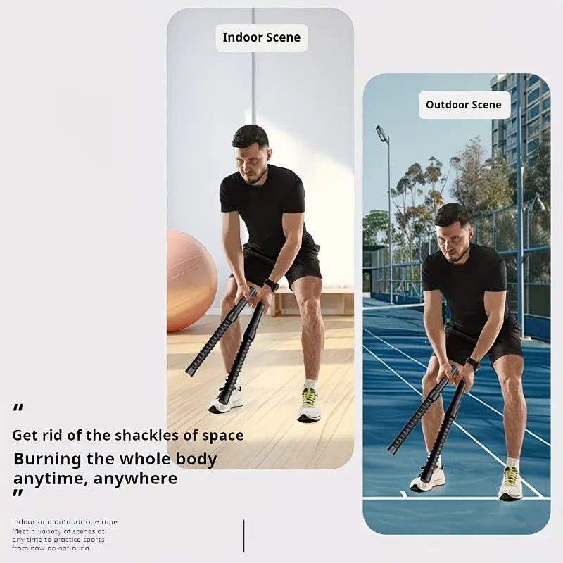 2PCS Wireless Battle Rope Fitness Stick, Strong Spring Resistance, Full Body Muscle Sculpting, Anti-Slip and Durable, Indoor and Outdoor Use, Essential for Body Shaping - Image 8