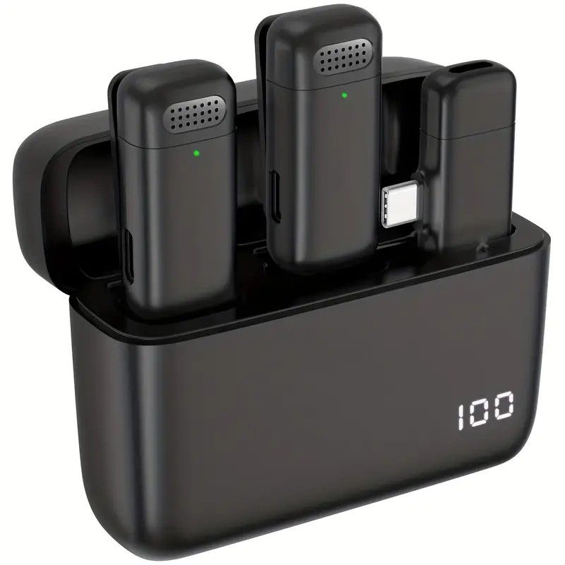 Wireless Lavalier Microphone Set: 2.4G Wireless Instant Connection, DSP Smart Noise Reduction, 84-Hour Long Battery Life, One-to-Many Full-Scenario Compatibility, Type-C Interface(BLACK) - Image 1