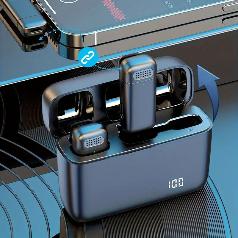 Wireless Lavalier Microphone Set: 2.4G Wireless Instant Connection, DSP Smart Noise Reduction, 84-Hour Long Battery Life, One-to-Many Full-Scenario Compatibility, Type-C Interface(BLACK) - Image 6