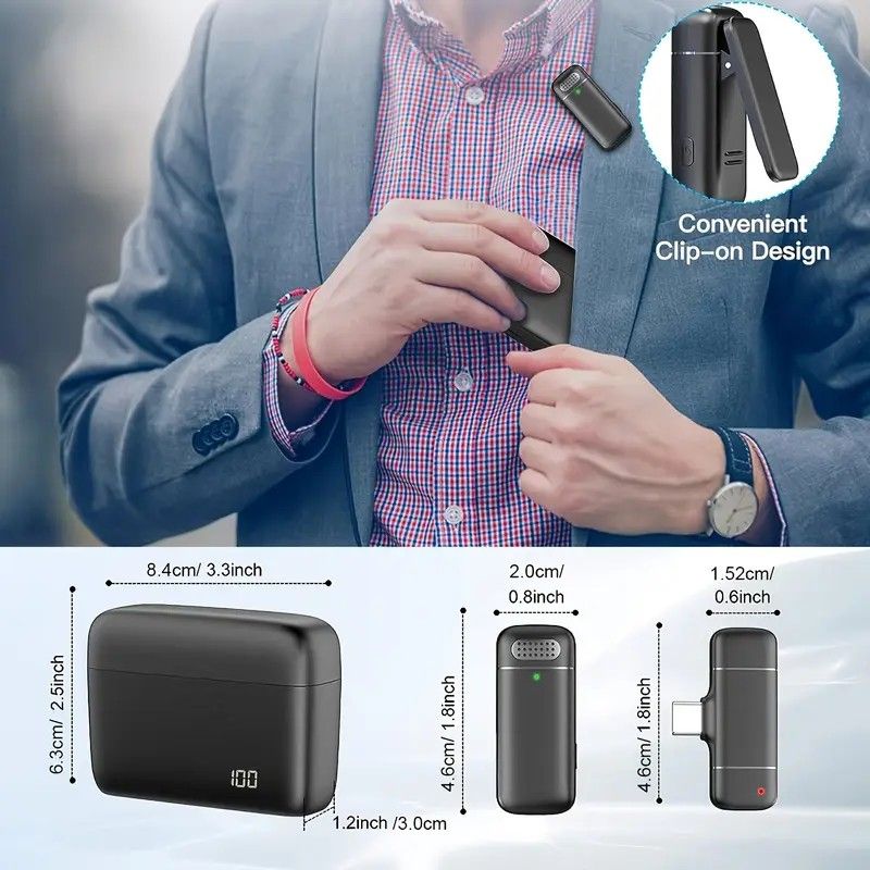 Wireless Lavalier Microphone Set: 2.4G Wireless Instant Connection, DSP Smart Noise Reduction, 84-Hour Long Battery Life, One-to-Many Full-Scenario Compatibility, Type-C Interface.（Yellow inner warehouse） - Image 4