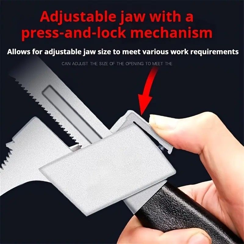 Large-Open Adjustable Basin Wrench, 3-Head Interchangeable Tight-Space Plumbing Tool, Aluminum Alloy Anti-Slip Home Maintenance Tool（Red handle） - Image 7