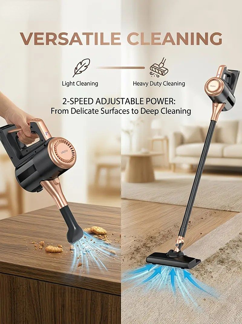 4-in-1 cordless vacuum cleaner, 50000RPM motor, 10000Pa suction, 180° rotating brush head, dual speed settings, lightweight and convenient./golden - Image 8