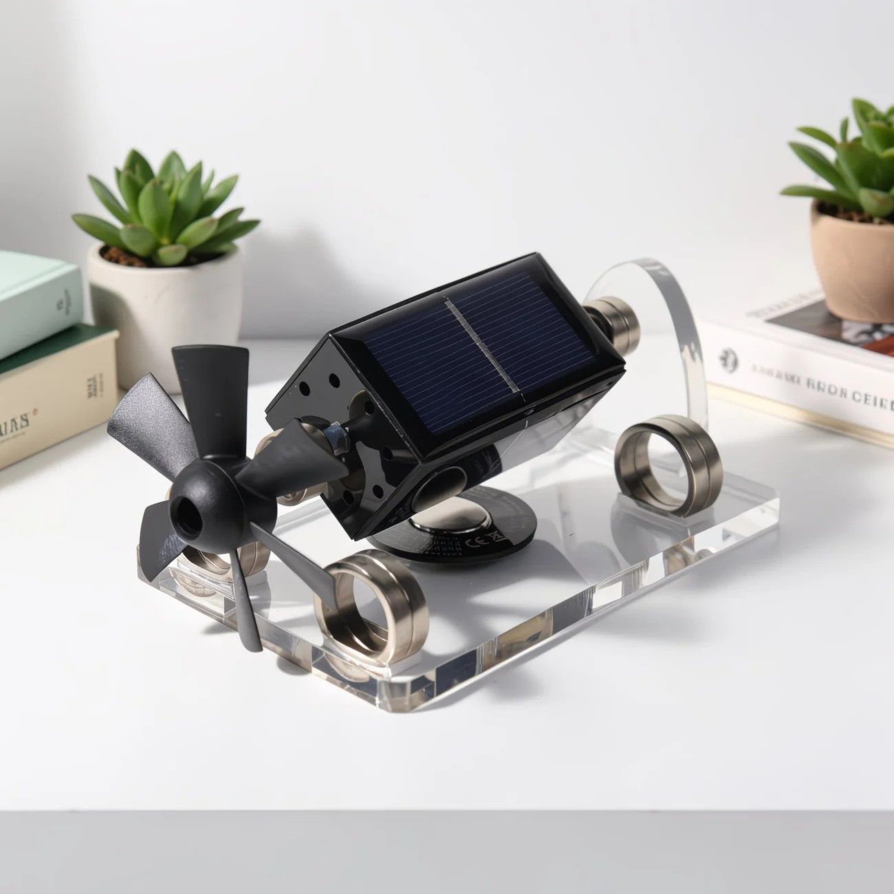 Magnetic levitation solar ornament, zero power consumption anti-gravity rotation, light luxury desktop decoration, full of tech appeal, perfect for gifting or personal use. - Image 1