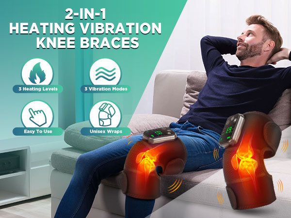 Heated Knee Massager with Heat Therapy – 3 Temp Levels, Vibration Massage, Rechargeable & Adjustable Straps(BLACK) - Image 3