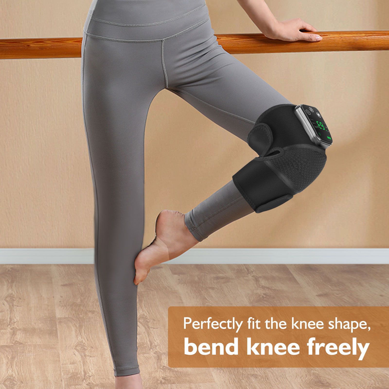 Heated Knee Massager with Heat Therapy – 3 Temp Levels, Vibration Massage, Rechargeable & Adjustable Straps(BLACK) - Image 5