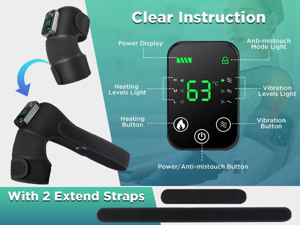 Heated Knee Massager with Heat Therapy – 3 Temp Levels, Vibration Massage, Rechargeable & Adjustable Straps(BLACK) - Image 8