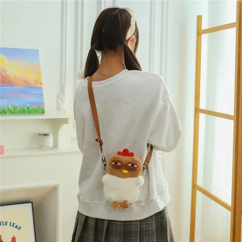 Goo Goo Chicken crossbody bag, short plush, cute and quirky, compact yet spacious, a must-have for stylish outings. - Image 2